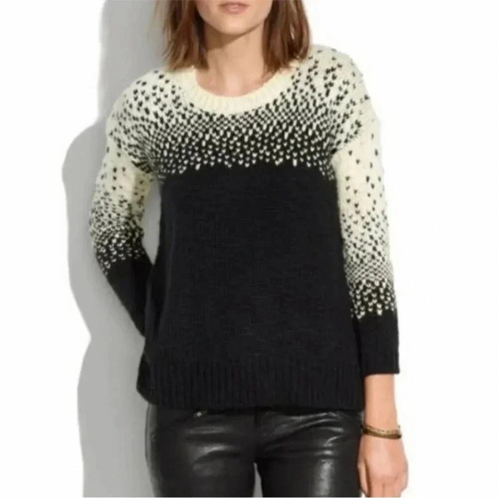 Madewell Knit Women's Black and Cream Sweater
